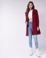 Shop Women's Maroon Long Jacket