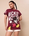 Shop Women's Maroon Mickey Graphic Printed Boyfriend T-shirt-Front