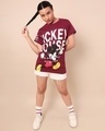 Shop Women's Maroon Mickey Graphic Printed Boyfriend T-shirt-Full
