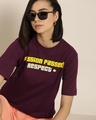 Shop Women's Maroon Mission Passed Typography Oversized T-shirt-Front
