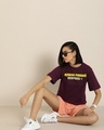 Shop Women's Maroon Mission Passed Typography Oversized T-shirt-Full