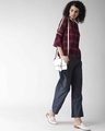Shop Women's Maroon & Navy Blue Checked Top-Full