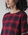 Shop Women's Maroon & Navy Blue Checked Top