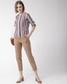 Shop Women's Maroon & Off White Striped Regular Top-Full