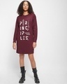 Shop Women's Maroon Principles Typography Oversized Dress-Front