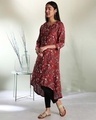 Shop Women's Maroon Printed High Low Kurti-Design