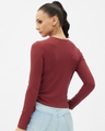 Shop Women's Maroon Rayon Round Neck Long Sleeve Top-Design