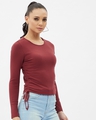 Shop Women's Maroon Rayon Round Neck Long Sleeve Top-Full