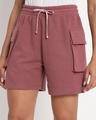 Shop Women's Maroon Relaxed Fit Cargo Boxy Shorts