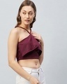 Shop Women's Maroon Ruffled Short Top-Design