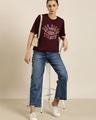 Shop Women's Maroon San Diego Typography Oversized T-shirt-Full