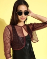 Shop Women's Maroon Self Design Sequin Crop Sheer Shrug-Full