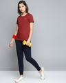 Shop Women's Maroon Slim Fit Cotton T-shirt-Full
