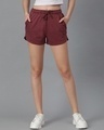 Shop Women's Maroon Slim Fit Shorts-Front