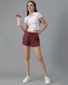 Shop Women's Maroon Slim Fit Shorts
