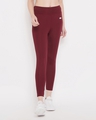 Shop Women's Maroon Slim Fit Tights-Front