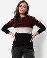 Shop Women's Maroon Striped Sweater-Front