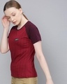 Shop Women's Maroon Striped T-shirt-Design