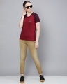 Shop Women's Maroon Striped T-shirt