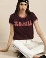 Shop Women's Maroon Sunshine Typography T-shirt-Full
