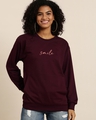 Shop Women's Maroon Typography Oversized Sweatshirt-Front