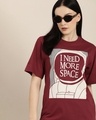 Shop Women's Maroon Typography Oversized T-shirt-Design