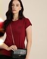 Shop Women's Maroon Typography T-shirt-Front