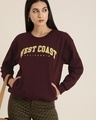 Shop Women's Maroon West Coast Typography Oversized Sweatshirt-Full