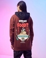 Shop Women's Brown Where Is My Food Graphic Printed Oversized Hoodies-Full