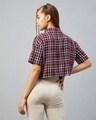 Shop Women's Maroon & White Checked Boxy Fit Crop Shirt-Full