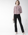 Shop Women's Maroon & White Striped Shirt Style Top-Full