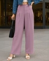 Shop Women's Mauve Oversized Korean Pants-Front