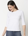 Shop Women's Melange Raglan 3/4th Sleeve Slim Fit T-shirt-Front