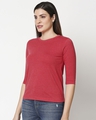 Shop Women's Red 3/4 Sleeve Slim Fit T-shirt-Design