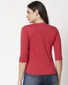 Shop Women's Red 3/4 Sleeve Slim Fit T-shirt-Full