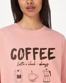 Shop Women's Mellow Rose Pink Coffee First Graphic Printed Oversized T-shirt