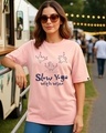 Shop Women's Mellow Rose Pink Slow Yoga Graphic Printed Oversized T-shirt-Front