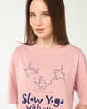 Shop Women's Mellow Rose Pink Slow Yoga Graphic Printed Oversized T-shirt