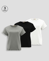 Shop Pack of 3 Women's Multicolor Boyfriend T-shirt-Front