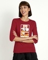 Shop Women's Mickey Trio Call Round Neck 3/4th Sleeve T-shirt (DL)-Front