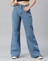 Shop Women's Mid Blue Flared Jeans-Front