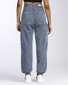 Shop Women's Mid Blue Relaxed Fit Cargo Jogger Jeans-Full