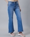 Shop Women's Mid Blue Washed Bootcut Jeans-Design