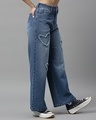 Shop Women's Mid Blue Washed Wide Leg Jeans-Design