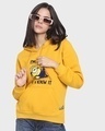 Shop Women's Yellow I'm Lazy Minion Graphic Printed Hoodie-Front