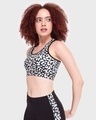 Shop Women's White & Black Minnie All Over Printed Sports Bra-Front