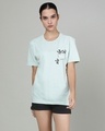 Shop Women's Mint Green Hanging Panda Graphic Printed T-shirt-Front