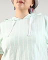 Shop Women's Mint Green Striped Oversized Plus Size Hooded Short Top