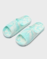 Shop Women's Mint & White All Over Printed Zig Zag Sliders-Front