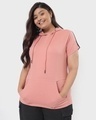 Shop Women's Misty Pink Plus Size Hoodie T-shirt-Front